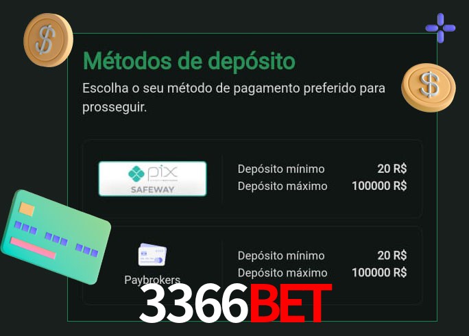 O cassino 3366BETbet oferece uma grande variedade de métodos de pagamento